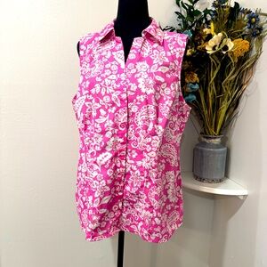 Croft & Barrow Sleeveless Pink Floral Blouse